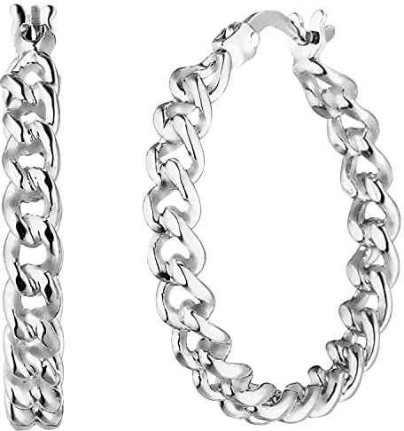 Jobo Damen-Creolen in Ketten-Optik aus 925 Sterling Silber 23 mm