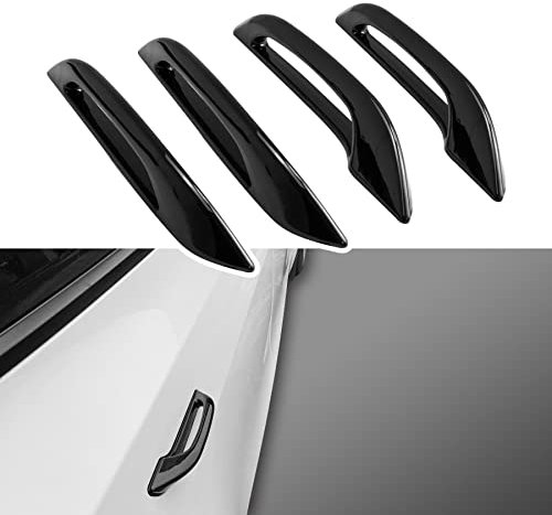 TIKSCIENCE Tesla Model 3/Y Door Handle Cover Kit - 4 Black ABS Plastic Gloss Pull Handle Protectors - Easy Install - 2017-2023