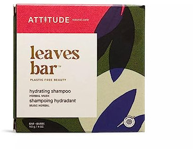 ATTITUDE Hydrating Shampoo Bar, Natural Origin, Ideal for Dry, Damaged Hair, Castor Oil, EWG Verified & Clean ingredients, Vegan, Herbal Musk, 113 g