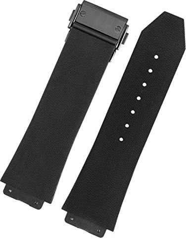 KFAA Uhrband für Hublot Big Bang. Silikon 25 * 19mm wasserdichte Männer Watch Strap Kette Uhr Zubehör Gummi Uhr Armbandkette (Color : Striped blackblack, Size : 25-19mm)