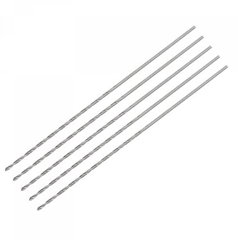 sourcing map 5 Pcs 0.8mm Mini Micro Forets Hélicoïdaux Haute Vitesse Acier Droit Tige Extra Long Perceuse Pointe 60mm pour Aluminium Alliage