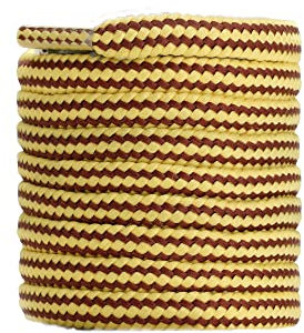 CCSOFTIME 2 Paar Schnürsenkel für Stiefel Reißfest Ø4mm Dicke Ersatz Runde Schuhbänder für Wanderschuhe Arbeitsschuhe Trekkingschuhe Outdoorstiefel Boot Shoe Laces,Gelb/Braun 110cm