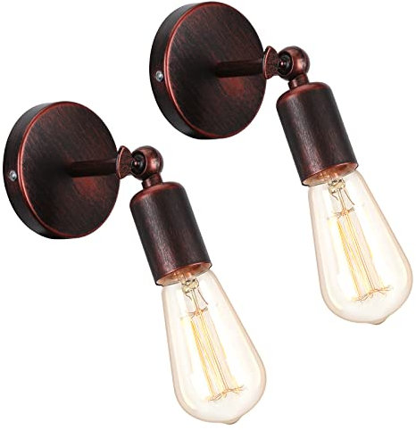 iDEGU 2 Stücke Industrie Wandleuchten, E27 Wandlampe Innen Vintage Lampenschirm aus Metall 180 ° Einstellbare Metall Wandbeleuchtung für Schlafzimmer Badezimmer Flur Wohnzimmer (Kupfer Rost)