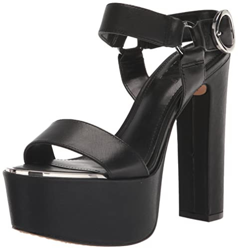 DKNY Damen Everyday Blockabsatz Shila-Plateau ANK Sandale mit Absatz, Schwarz, 38 EU
