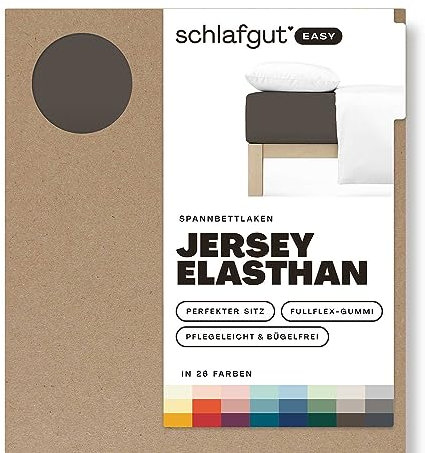 Schlafgut Easy Jersey Elasthan Spannbettlaken 180x200 bis 200x220 Sand Deep, Spannbetttuch aus superweicher Baumwolle mit Elasthan