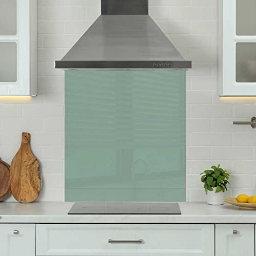 Premium 90 cm x 75 cm Green Glass 6mm Kitchen Splashback Heat Resistant Toughened Polished Edges - Back Splash Back Coloured Hob Painted Tempered Splashback