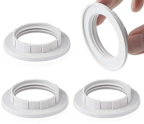 Plastic Lamp Shade Reducer Ring, E27 Light Fitting Lampshade Washer Adaptor Converter, Plastic Screw Bulbs Lamp Holder Twist Lock Socket Replacement Ring-White,4pcs