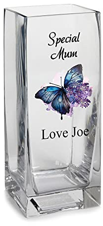 Personalised Special Mum Flower Vase Gift Present With Butterfly