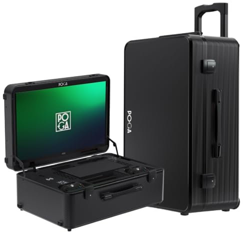 POGA SLY Black - Xbox Series X Premium Gaming Case with Trolley and 24 Inch AOC Gaming Monitor - Black Suitcase