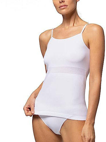 Pompea Canotta Donna in Microfibra con Spalline Strette, Canottiera Senza Cuciture Elasticizzata