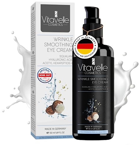 Vitavelle Premium Augencreme gegen Falten Augenringe entfernen mit Squalan - intensive Feuchtigkeit für müde geschwollene Augen - erfrischende Anti Falten Creme - Eye cream