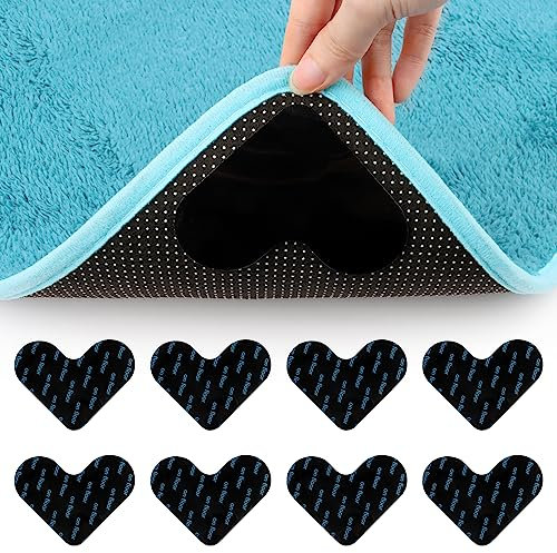 VMUTGA Rug Grippers 8 Pcs Anti Derapant Tapis Réutilisable et Lavable Antiderapant Autocollants de Tapis, Adhésif Puissant, Anti Curling