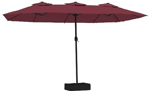 vidaXL Sombrilla Doble de Jardín, Parasol Protector de Sol, Refugio Solar, Paraguas para Patio Terraza Playa Exterior, Rojo Burdeos 449x265 cm