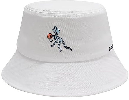 ZLYC Männer Frauen Sommer Fischerhüte Obst Hut, Dinosaurier Skelett weiß, One Size