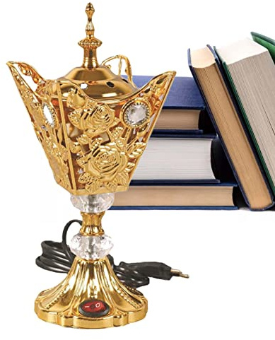 Zankie Porta incenso mediorientale - Bruciatore di incenso Elettrico in Metallo Stile Arabo,Incensiere Arabo, bruciatore Elettrico da Chiesa per Sala Yoga, Sala Meditazione
