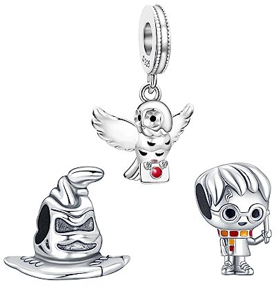 H.ZHENYUE Ciondolo in Argento Sterling 925 Charm Bead Boy Magic School con Zirconia,3 confezioni Compatibile Bracciale Collane Europei,festa della mamma,compleanno,regalo Natale per donne e ragazze