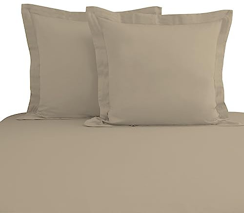 Pizuna Coton Peigné Set de 2 Taies d'oreiller 65x65 cm simplement taupe, 100% Coton Longue Tige 400 Fils Armure Satin Taies d'oreiller Douces 65x65 en Coton taies d'oreiller(simplement taupe 2 Pièces)