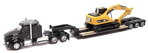 Diecast Masters 1/87 Kenworth T880s SBFS 40in Sleeper Tandem Tractor w/Lowboy & Caterpillar 320D L Hydraulic Excavator 84420