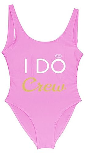 NOGRAX Bikini Triangolo Donna Costume da Bagno Intero per Damigella d'Onore, Regalo per La Squadra della Sposa-Equipaggio Rosa-Taglia Asiatica XXL