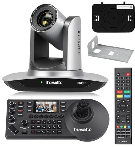 FoMaKo NDI Camera AI Auto Tracking HDMI PTZ Camera 20x Optical Zoom PTZ Controller PoE PTZ Controller (FMK20UH NDI+KC608)