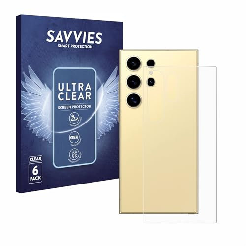 Savvies 6 Stück Schutzfolie für Samsung Galaxy S24 Ultra (Rückseite) Displayschutz-Folie Ultra-Transparent