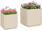 Outsunny Set da 2 Vasi da Giardino Quadrati, Vasi per Piante e Fiori Impilabili da Esterno e Interno, Beige