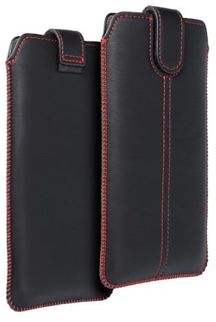 Universal Handyhülle Handytasche Slim Case Sleeve schwarz rot für Samsung Galaxy A15 5G / A25 5G / A34 5G / S23 Ultra / S24 Ultra u.a.