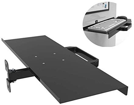 FUYAO Keyboard Tray Under Desk Adjustable Wall Mount Keyboard Tray Ergonomic Mouse Support Horizontal Rotation and Telescopic Handle Adjusted Arm Stand for Office