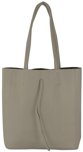 modamoda de - T253 - Ital. Henkeltasche mit Innentasche aus Leder, Farbe:Telegrau
