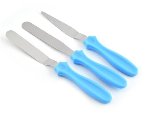 NIXNUT Lot de 3 spatules coudées en acier inoxydable pour glaçage de gâteaux, décoration de gâteaux