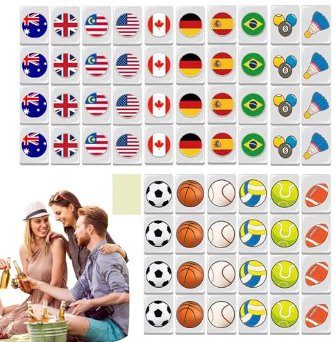 65Stk Mahjong Spiel Blöcke, Nationale Flagge Mahjong Spiel Set, Seaside Escape Mit Muster, Mahjong Stil Kachel Spiele, Familie Spiele Mahjong Kacheln Set Für Frühlings Picknick