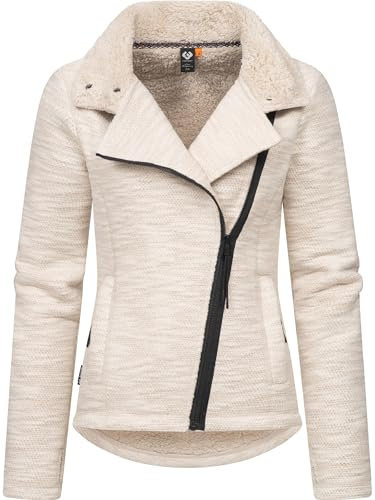 Ragwear Damen Sweatjacke Strickjacke mit Teddyfell-Futter Saskie Melange YOUMODO Taupe Gr. XXL