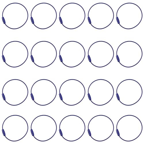 20 x blaue Draht-Schlüsselanhängerkabel, Edelstahl-Schlüsselanhänger, Auto-Kabel, Schlüsselanhängerschlaufe, 1,5 x 150 mm