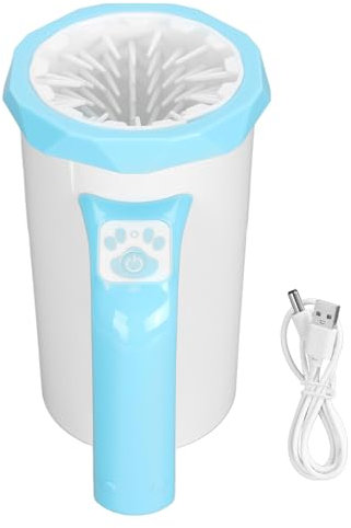 Hunde Pfotenwascher Automatischer Hundepfoten Reiniger 16 x 11,5 x 18 cm Tragbarer USB Wiederaufladbare Hundefuß Reinigungsmaschine für Kleine und Mittlere Hunde (Blau)