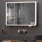 Ereousa Spiegelschrank Bad mit Beleuchtung, 100x13x70cm Spiegelschränke fürs Bad, Badezimmer Spiegelschrank met Spiegel und Ablage, Berührung Sensorschalter,Schwarz