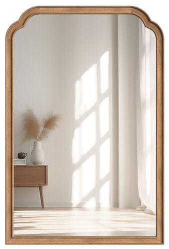 Acovy Badezimmerspiegel aus massivem Holz, gehärtetes Glas, zur Wandmontage, rustikaler Holzrahmen, Wandspiegel, dekorativ für Eingangsspiegel, Wohnzimmer, Schlafzimmer, Schminkspiegel, 50,8 x 76,2