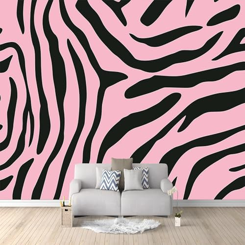 Imprimé Zèbre Rose Papier peint intissé Rose 300x210 cm Tissu non tissé Tableaux Muraux Tapisserie Photo Décoration Murale Salon Chambre