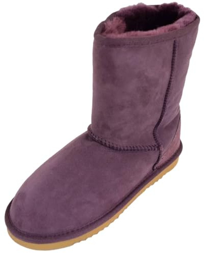 SNUGRUGS Womens Double Faced Sheepskin Mid Calf Short Outdoor Boot, Purple, UK 6 / EU 39