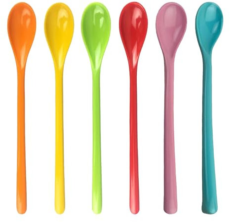 6 Stück Plastik Löffel, Bunt Eislöffel, Robust Griff, Dessertlöffel, Hochwertig