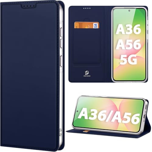 DUX DUCIS Handyhülle für Samsung Galaxy A36/A56 5G Hülle 2025, Blau | Premium PU Leder Flip Klappbare Klapphülle, mit Standfunktion und Kartenfächern, Stoßfeste Schutzhülle