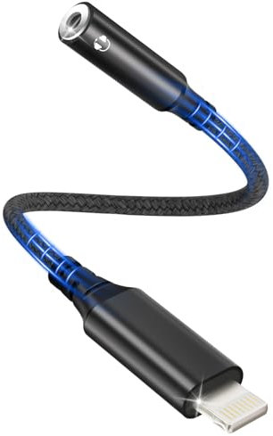 bakibo Adapter Lightning auf Klinke 3,5mm [MFi Zertifizierung], Unterstützt Mikrofon Anrufe und Inline-Steuerung Lightning auf 3,5 mm Kopfhöreranschluss für i Phone 14/13/12/11/X/8/7/Pad, Schwarz