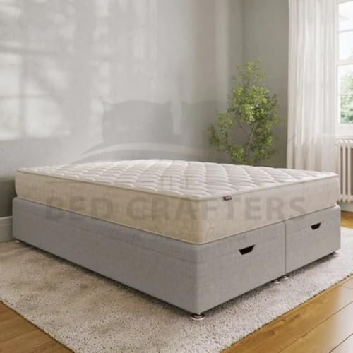 BED CRAFTERS | Ottoman Divan Bed Base with End Lift or Side Lift Gaslift Storage Options | Upholstered Plush Velvet | Single, 4ft, Double, King (Black Plush, 4ft Small Double (End Lift Opening))