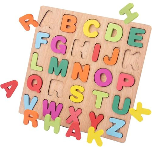 QEDBOJE Holz Alphabet Puzzle ABC Buchstaben Peg Board Knob Montessori Puzzle Blöcke Early Learning pädagogisches Spielzeug Geschenk für 1 2 3 Jahre altes Kleinkind Baby Kinder