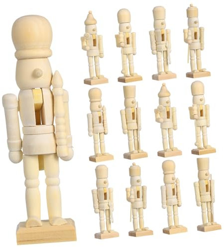 BESPORTBLE 12pcs Xmas Blank Wooden Nutcracker Soldiers Set Christmas Traditional Soldier Decor for Diy Craft Home Holiday Decorations Random Style