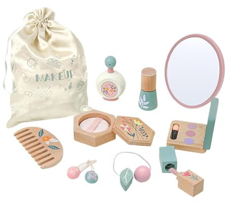 predolo Schminkset für Kinder, Holzspielzeug, Rollenspiel für Mädchen im Alter von 3–6 Jahren