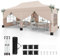GOPLUS 3x6M Tonnelle Jardin Pliable, Hauteur Réglable, Entrées Zippées, Fenêtres, Sac de Transport, Sac Lesté Pavillon Portable Instantanée Pop-Up pour Fête,Mariage (3x6M-Pliable,Beige-avec Bâche)