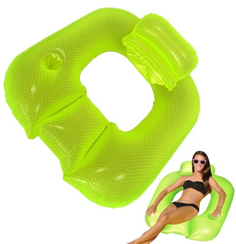 Walopola Flotteur de piscine gonflable inclinable pour adultes, radeau avec porte-boisson, lit relaxant avec dossier pour les journées chaudes, plage, arrière-cour, bord de piscine