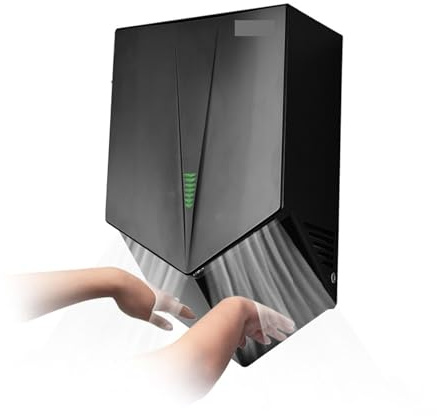 QZCX Händetrockner, Wandmontierter elektrischer automatischer Händetrockner ABS Schwarz V-förmig