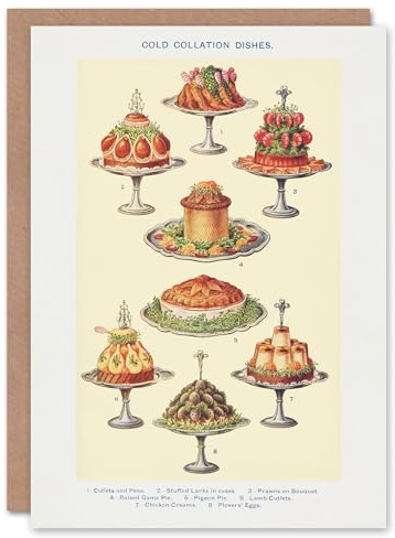 Artery8 Mrs Beeton Household Management Art Card Cold Collation Dishes