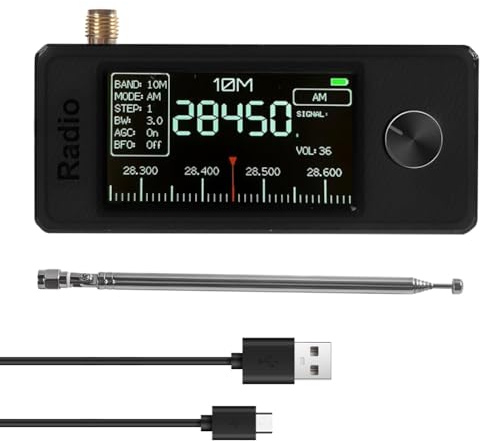 Uxsjakjsd Portable Mini Radio HF/SW/MW/VHF Band Support 0.5-108MHz AM/FM USB/LSB Full Band Signal Receiver with Built-in Antenna Black